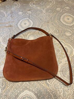 Rebecca Minkoff Rust Suede Hobo Shoulder Bag with Adjustable Strap